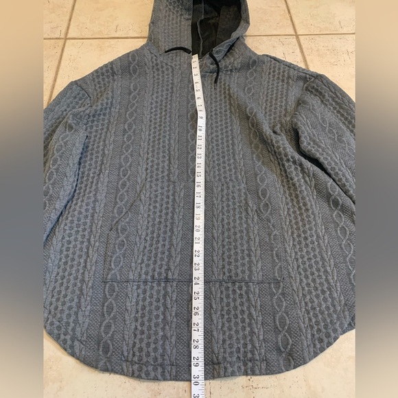 SHEIN Curve 3XL Grey Cable Knit Hooded Poncho Sweater - Picture 4 of 5